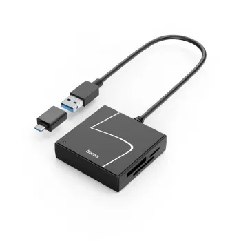 Hama 00200148 kortelių skaitytuvas USB 3.2 Gen 1 (3.1 Gen 1) Type-A/Type-C juoda