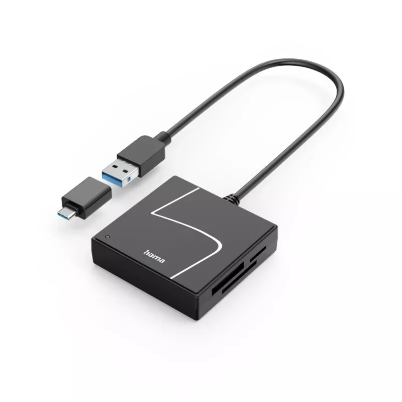 Hama 00200148 kortelių skaitytuvas USB 3.2 Gen 1 (3.1 Gen 1) Type-A/Type-C juoda