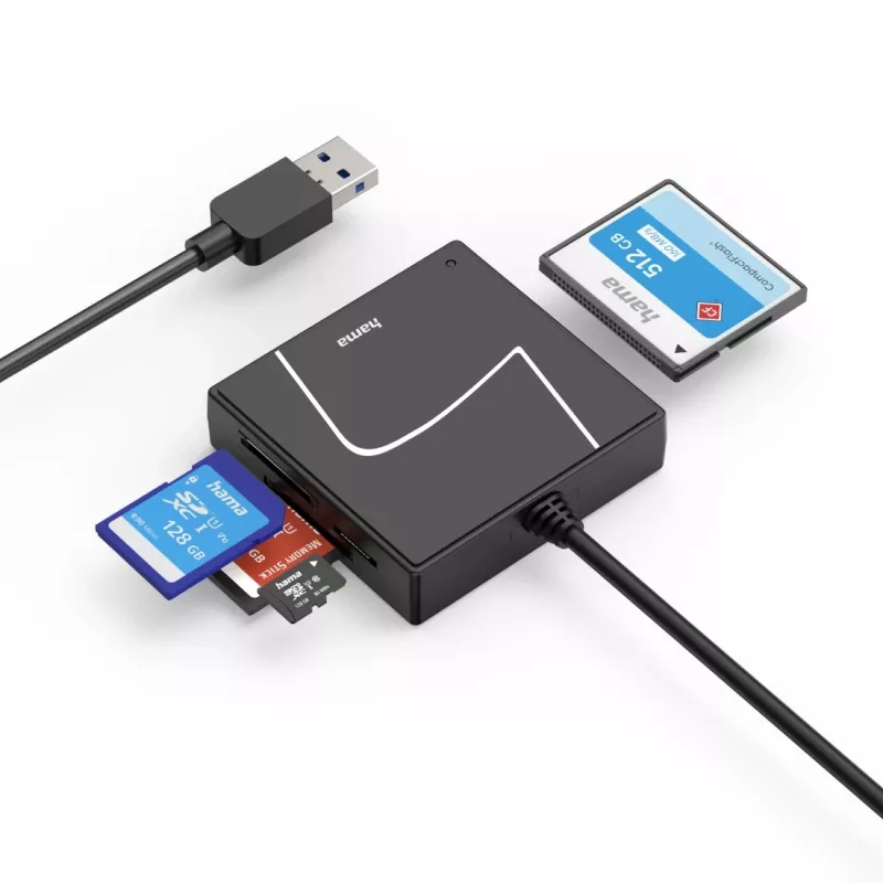 Hama 00200148 kortelių skaitytuvas USB 3.2 Gen 1 (3.1 Gen 1) Type-A/Type-C juoda