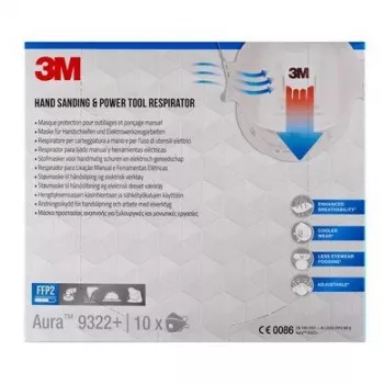3M 9322PRO10 dulkių kaukė 10 vnt. Puodelio formos FFP2