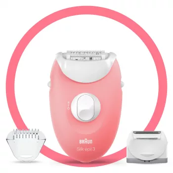 Braun Silk-epil 3-277 epiliatorius, balta/rožinė