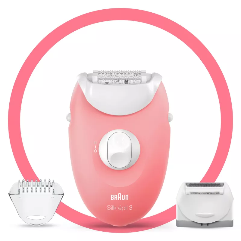 Braun Silk-epil 3-277 epiliatorius, balta/rožinė