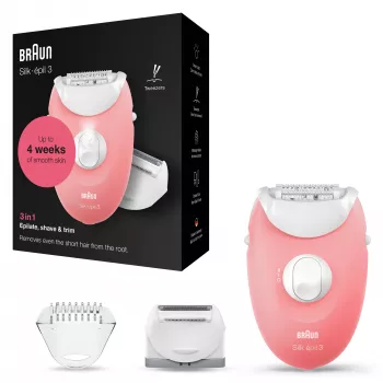 Braun Silk-epil 3-277 epiliatorius, balta/rožinė