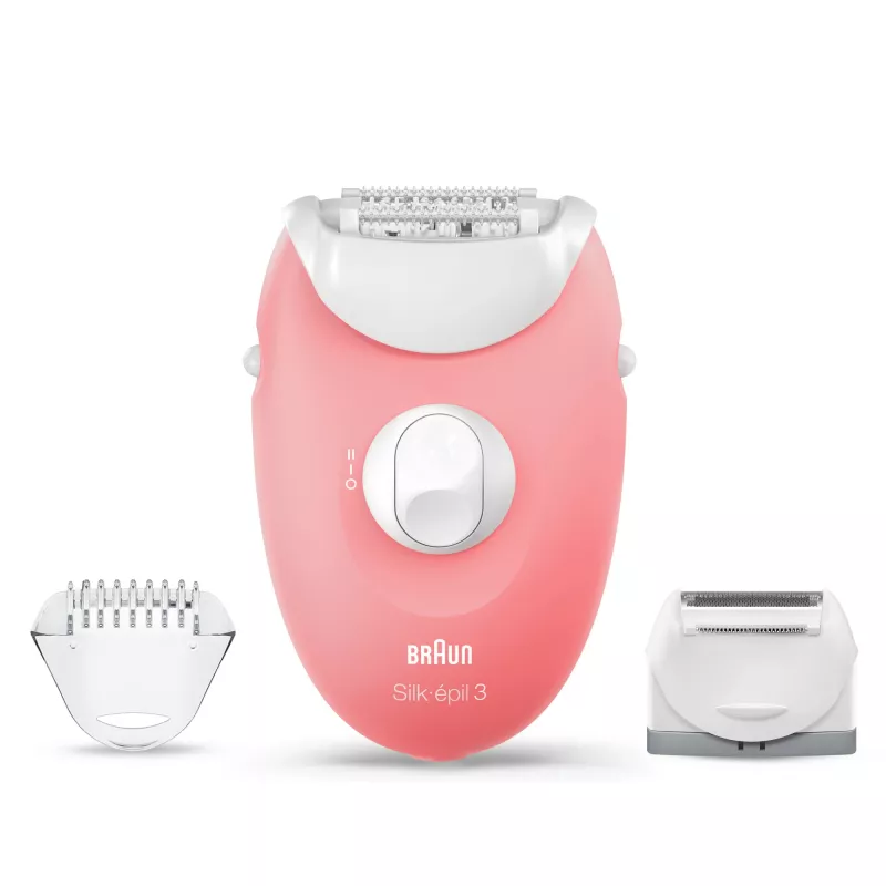 Braun Silk-epil 3-277 epiliatorius, balta/rožinė