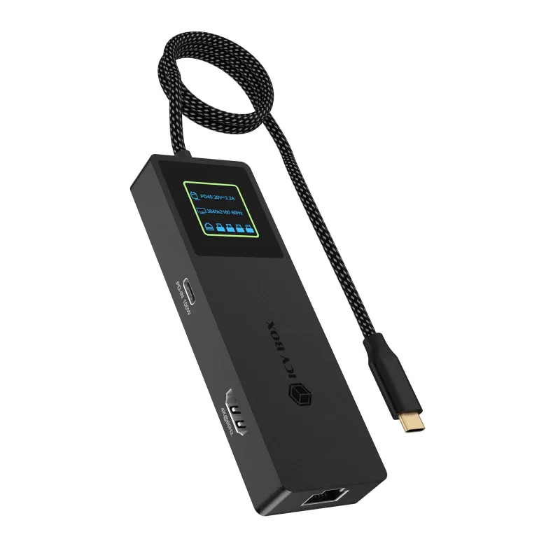 ICY BOX Spade Dock 4038, 7-in-1 DockingStation su LCD ekranu ir PD 100 W