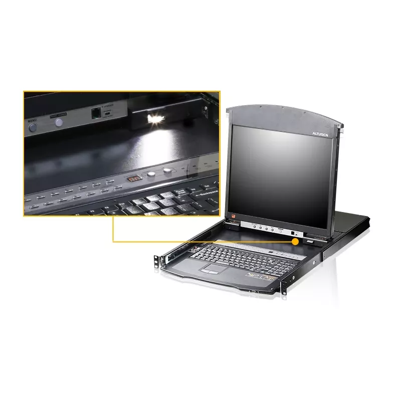 ATEN KL1508AiN 8 prievadų dviejų bėgelių LCD KVM per IP stovo konsolė