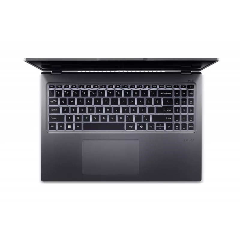 Acer Swift Go 16 SFG16-72-782U nešiojamasis kompiuteris Intel Core Ultra 7 155U 40,6 cm (16 col.) 3,2K 16 GB LPDDR5-SDRAM 1 TB SSD Wi-Fi 6E (802.11ax) Windows 11 Home Pilka