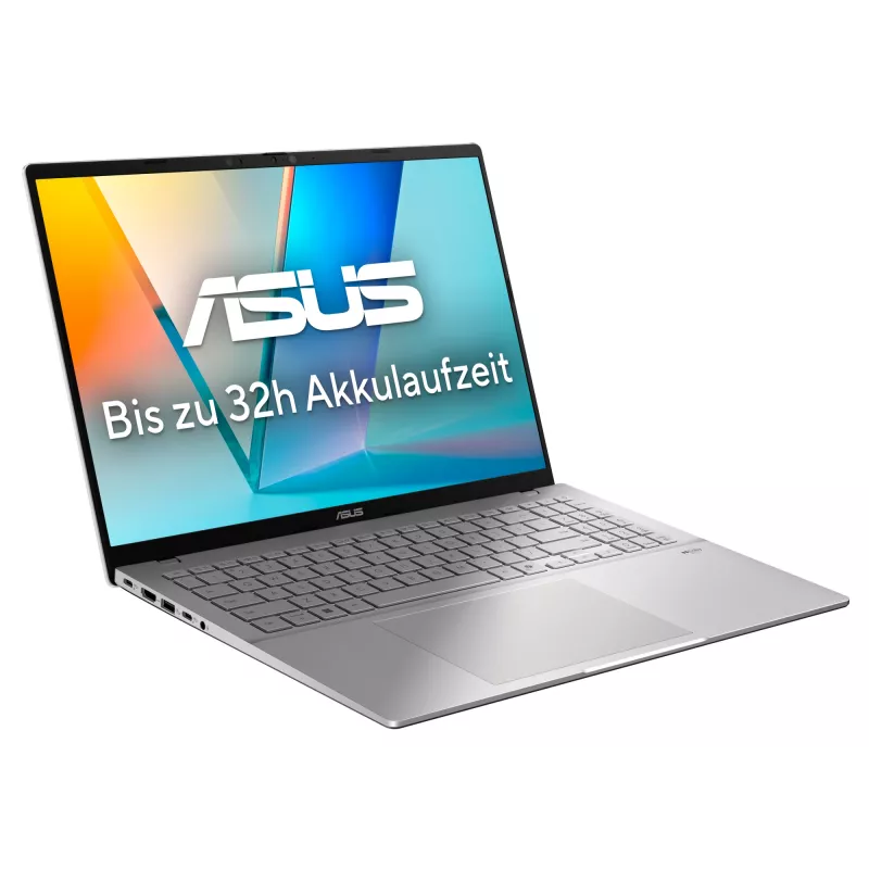 ASUS Vivobook S16 S3607QA-SH095W Copilot+ PC Snapdragon X1-26-100 Nešiojamas kompiuteris 40.6 cm (16 colių) WUXGA 16 GB LPDDR5x-SDRAM 1 TB SSD Wi-Fi 6E (802.11ax) Windows 11 Home German Sidabrinė