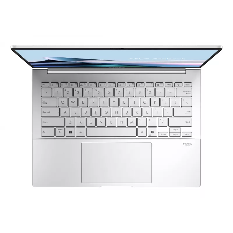 ASUS Zenbook 14 OLED UX3405CA-QD1302W Intel Core Ultra 7 255H nešiojamasis kompiuteris 35.6 cm (14 coliai) WUXGA 16 GB LPDDR5x-SDRAM 1 TB SSD Wi-Fi 7 (802.11be) Windows 11 Home German Sidabrinė