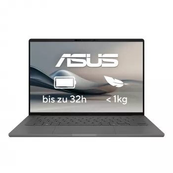 ASUS Zenbook A14 UX3407QA-QD496W Copilot+ PC Snapdragon X1-26-100 Nešiojamasis kompiuteris 35.6 cm (14 colių) WUXGA 32 GB LPDDR5x-SDRAM 1 TB SSD Wi-Fi 6E (802.11ax) Windows 11 Home German Pilka