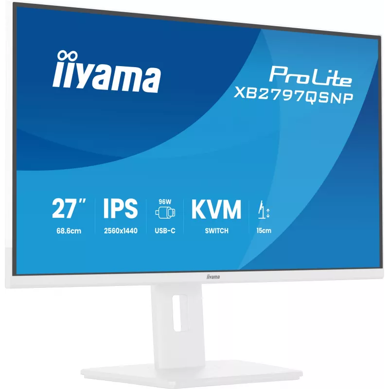 iiyama ProLite XB2797QSNP-W1 27 colių IPS LCD kompiuterinis monitorius 68,6 cm (27 coliai) 2560 x 1440 pikselių Quad HD Baltas