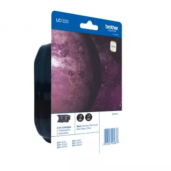 Brother LC1220BKBP2DR rašalo kasetė 2 vnt. Originali juoda