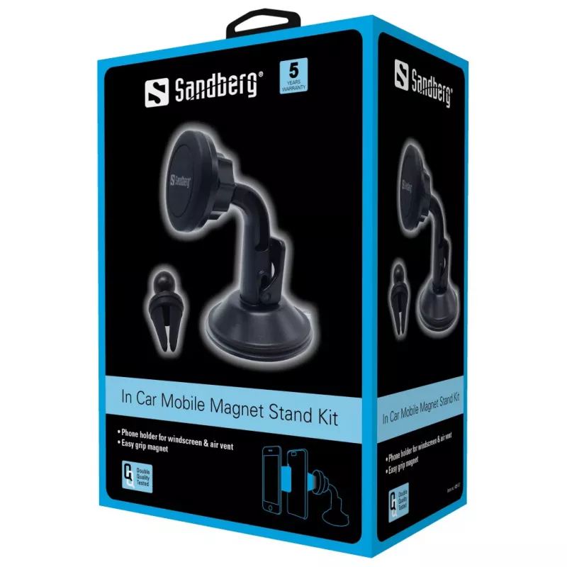 Sandberg In Car Mobile Magnet Stand Kit, Telefonas, Pasyvus laikiklis, Automobiliui, Juodas