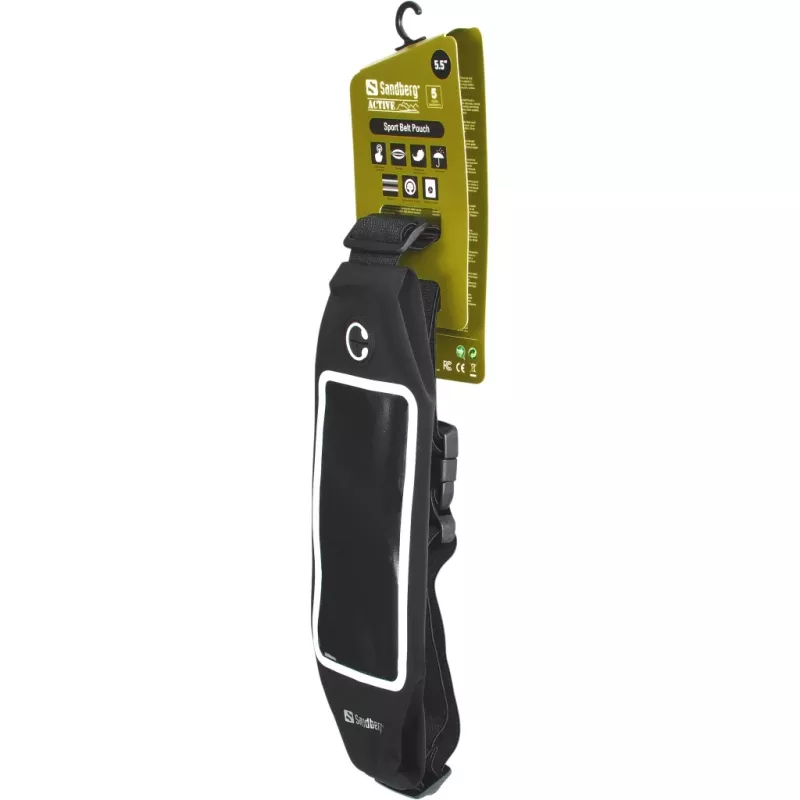 Sandberg Sport Belt Pouch 5.5'', juosmens dėklas, bet kokiam prekės ženklui, 14 cm (5,5 colio), juodas