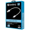 Sandberg MicroUSB sinchronizavimo / įkrovimo kabelis 0,2 m, 0,2 m, USB A, Micro-USB B, USB 2.0, baltas