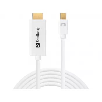 Sandberg MiniDP 1.2 > HDMI 4K 2m, 2 m, Mini DisplayPort, HDMI, vyriška, vyriška, balta