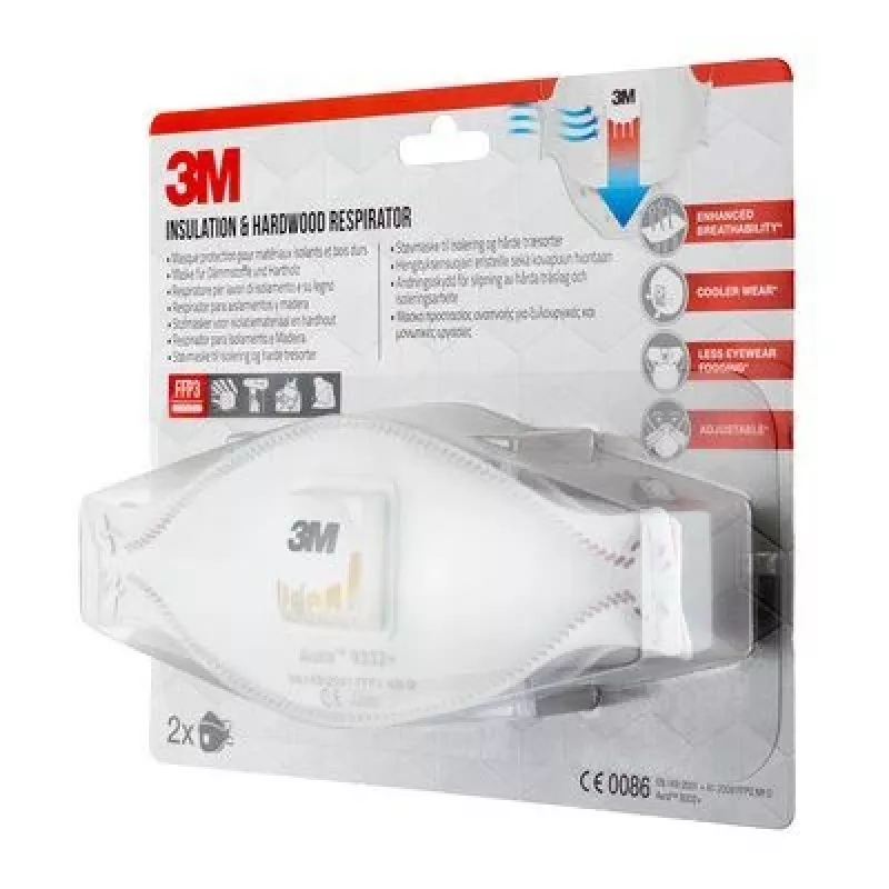 3M 9332C2 daugkartinis respiratorius FFP3 Pusės veido respiratorius Orą valantis respiratorius