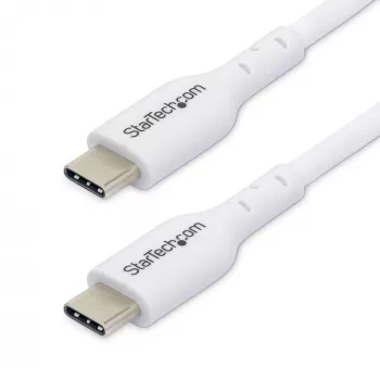 StarTech.com 1m (3,3 pėd.) baltas USB-C įkrovimo laidas 2 vnt. pakuotėje, USB-C laidas, USB 2.0 Type-C nešiojamojo kompiuterio įkrovimo laidas, 60W 3A maitinimo tiekimas, TPE apvalkalas, USB-C duomenų perdavimo laidas, kištukas/kištukas