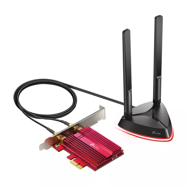 TP-Link AX3000 Wi-Fi 6 Bluetooth 5.0 PCIe adapteris, vidinis, belaidis, PCI Express, WLAN / Bluetooth, 2402 Mbit/s, juoda, raudona
