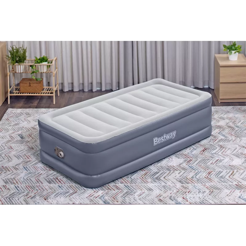 Bestway Tritech pripučiamas čiužinys Twin su įmontuotu kintamosios srovės siurbliu ir antimikrobine danga 1,91 m x 97 cm x 51 cm