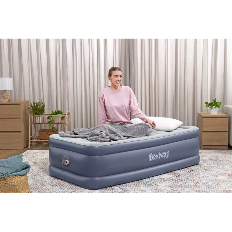 Bestway Tritech pripučiamas čiužinys Twin su įmontuotu kintamosios srovės siurbliu ir antimikrobine danga 1,91 m x 97 cm x 51 cm