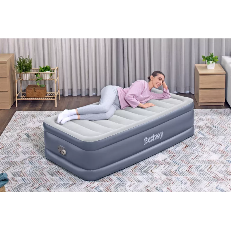 Bestway Tritech pripučiamas čiužinys Twin su įmontuotu kintamosios srovės siurbliu ir antimikrobine danga 1,91 m x 97 cm x 51 cm