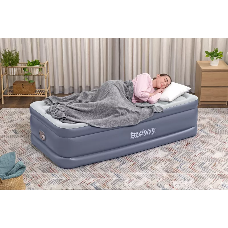 Bestway Tritech pripučiamas čiužinys Twin su įmontuotu kintamosios srovės siurbliu ir antimikrobine danga 1,91 m x 97 cm x 51 cm