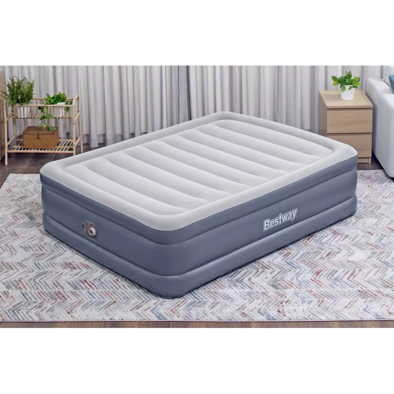 Bestway Tritech pripučiamas čiužinys Queen su įmontuotu kintamosios srovės siurbliu ir antimikrobine danga 2,03 m x 1,52 m x 51 cm