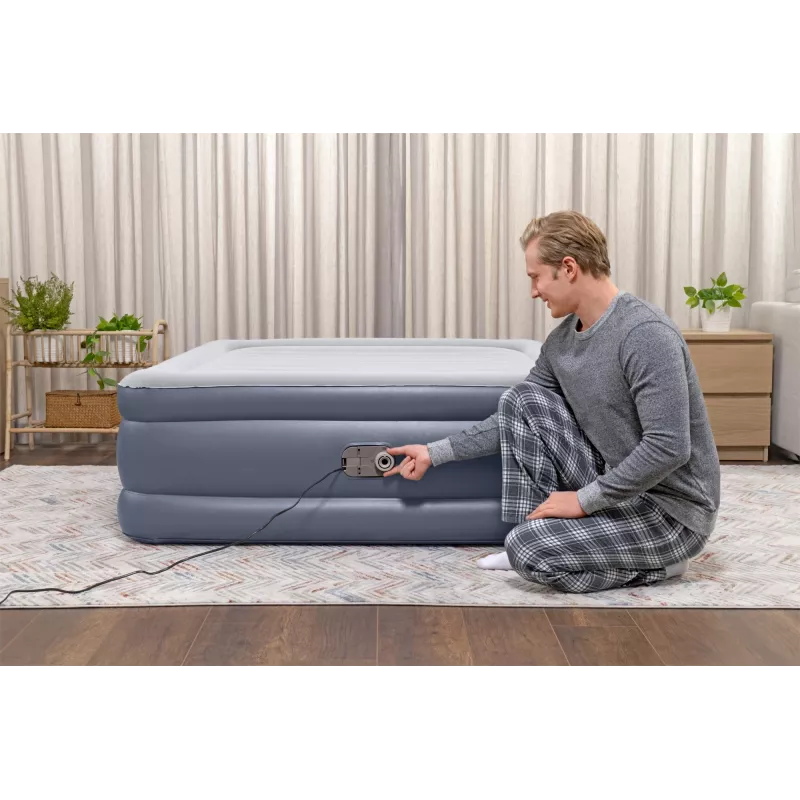 Bestway Tritech pripučiamas čiužinys Queen su įmontuotu kintamosios srovės siurbliu ir antimikrobine danga 2,03 m x 1,52 m x 51 cm