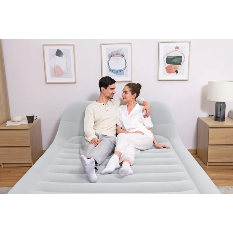 Bestway Tritech SleekFlow priekinės dalies pripučiamas čiužinys su įmontuotu kintamosios srovės siurbliu ir antimikrobine danga Queen dydžio 2,26 m x 1,52 m x 84 cm