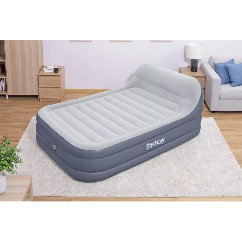 Bestway Tritech SleekFlow priekinės dalies pripučiamas čiužinys su įmontuotu kintamosios srovės siurbliu ir antimikrobine danga Queen dydžio 2,26 m x 1,52 m x 84 cm