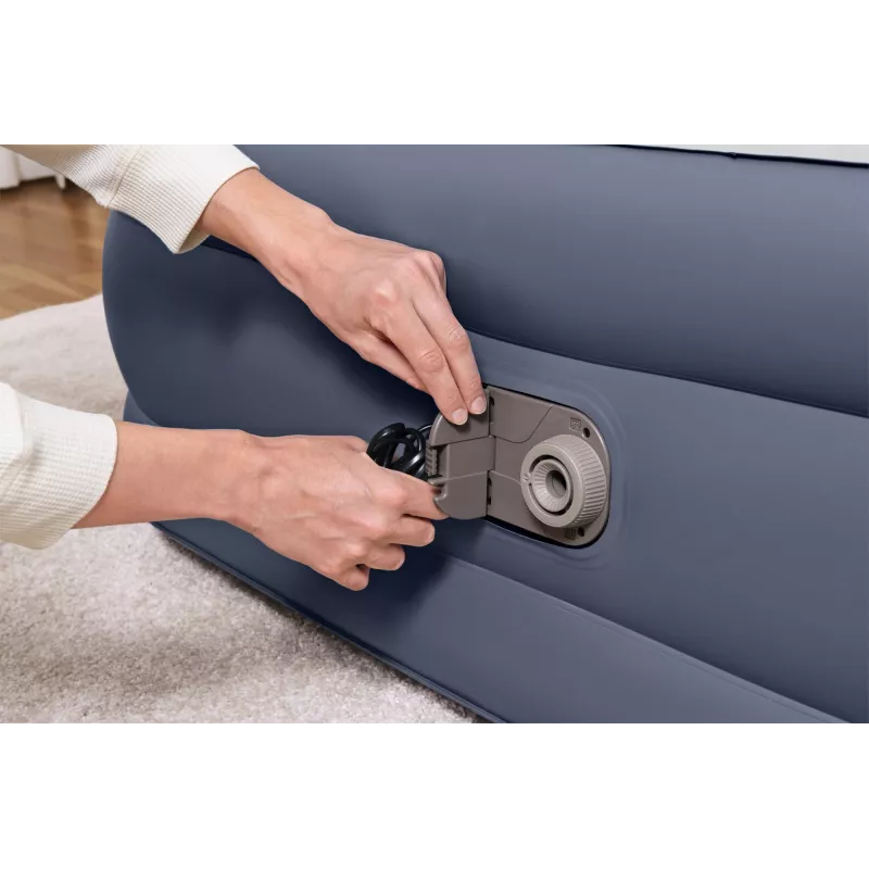Bestway Tritech SleekFlow priekinės dalies pripučiamas čiužinys su įmontuotu kintamosios srovės siurbliu ir antimikrobine danga Queen dydžio 2,26 m x 1,52 m x 84 cm