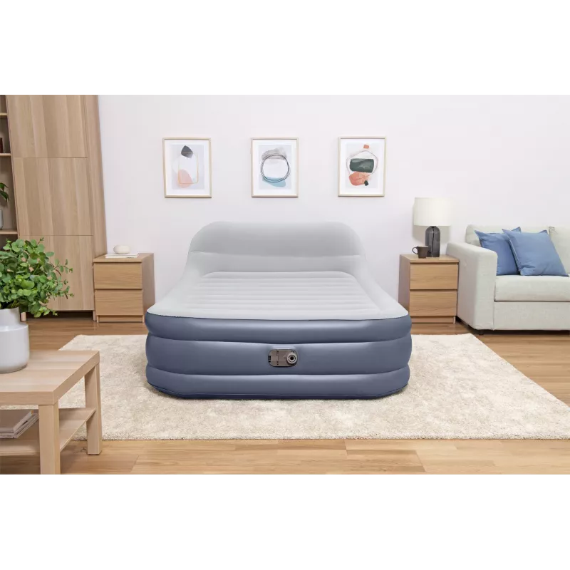 Bestway Tritech SleekFlow priekinės dalies pripučiamas čiužinys su įmontuotu kintamosios srovės siurbliu ir antimikrobine danga Queen dydžio 2,26 m x 1,52 m x 84 cm