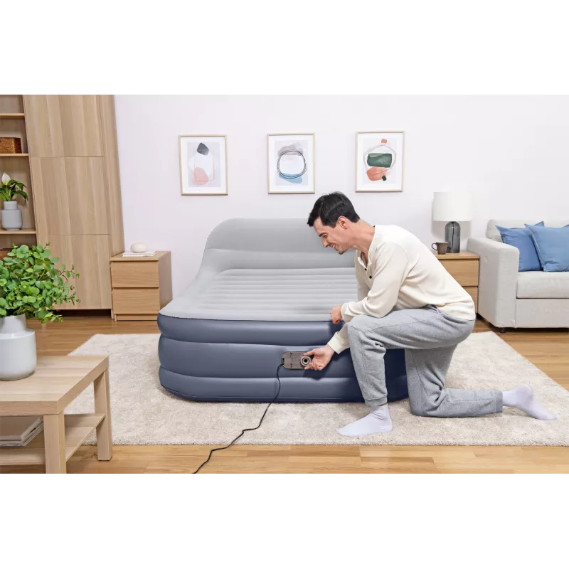 Bestway Tritech SleekFlow priekinės dalies pripučiamas čiužinys su įmontuotu kintamosios srovės siurbliu ir antimikrobine danga Queen dydžio 2,26 m x 1,52 m x 84 cm