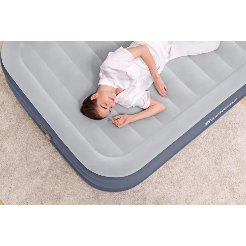 Bestway Tritech SleekFlow priekinės dalies pripučiamas čiužinys su įmontuotu kintamosios srovės siurbliu ir antimikrobine danga Queen dydžio 2,26 m x 1,52 m x 84 cm