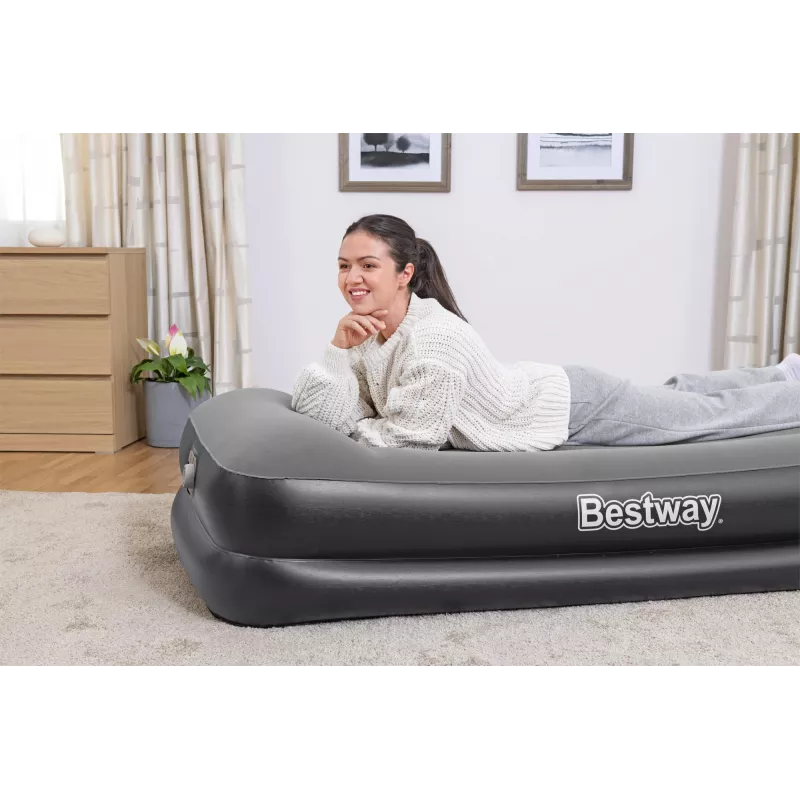 Bestway Tritech pripučiamas čiužinys Twin su įmontuotu kintamosios srovės siurbliu ir antimikrobine danga 1,91 m x 97 cm x 46 cm