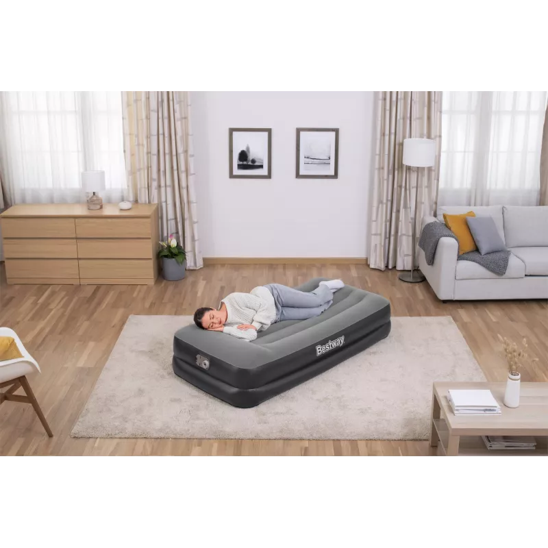 Bestway Tritech pripučiamas čiužinys Twin su įmontuotu kintamosios srovės siurbliu ir antimikrobine danga 1,91 m x 97 cm x 46 cm