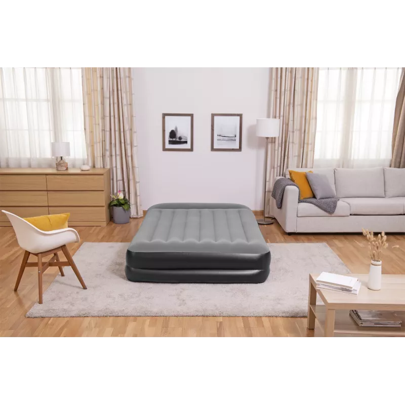 “Bestway” Tritech pripučiamas čiužinys “Queen” su įmontuotu kintamosios srovės siurbliu ir antimikrobine danga 2,03 m x 1,52 m x 46 cm