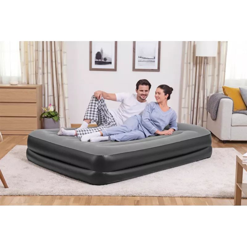 “Bestway” Tritech pripučiamas čiužinys “Queen” su įmontuotu kintamosios srovės siurbliu ir antimikrobine danga 2,03 m x 1,52 m x 46 cm