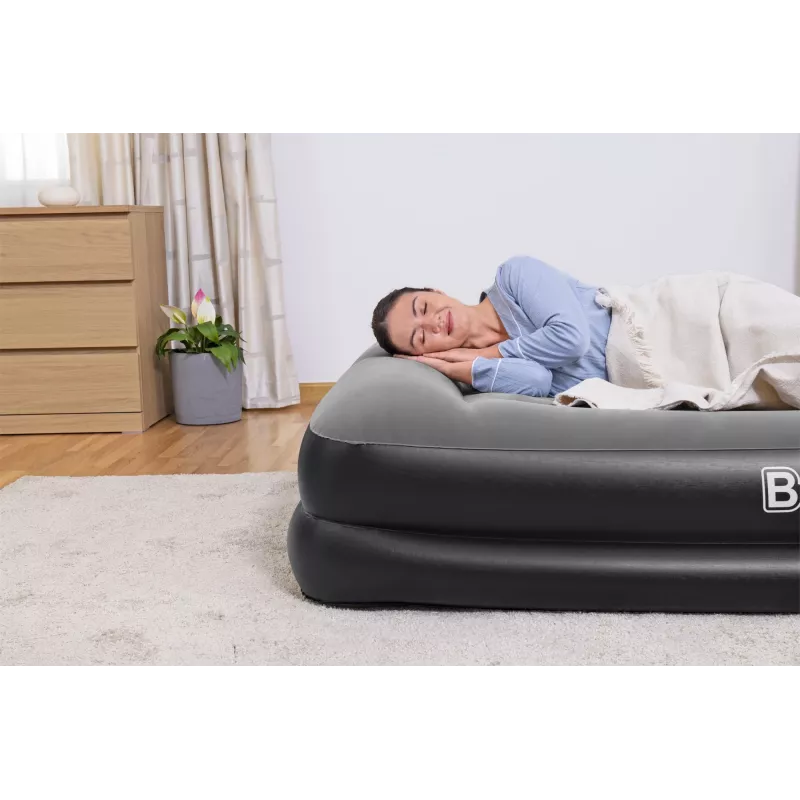 “Bestway” Tritech pripučiamas čiužinys “Queen” su įmontuotu kintamosios srovės siurbliu ir antimikrobine danga 2,03 m x 1,52 m x 46 cm