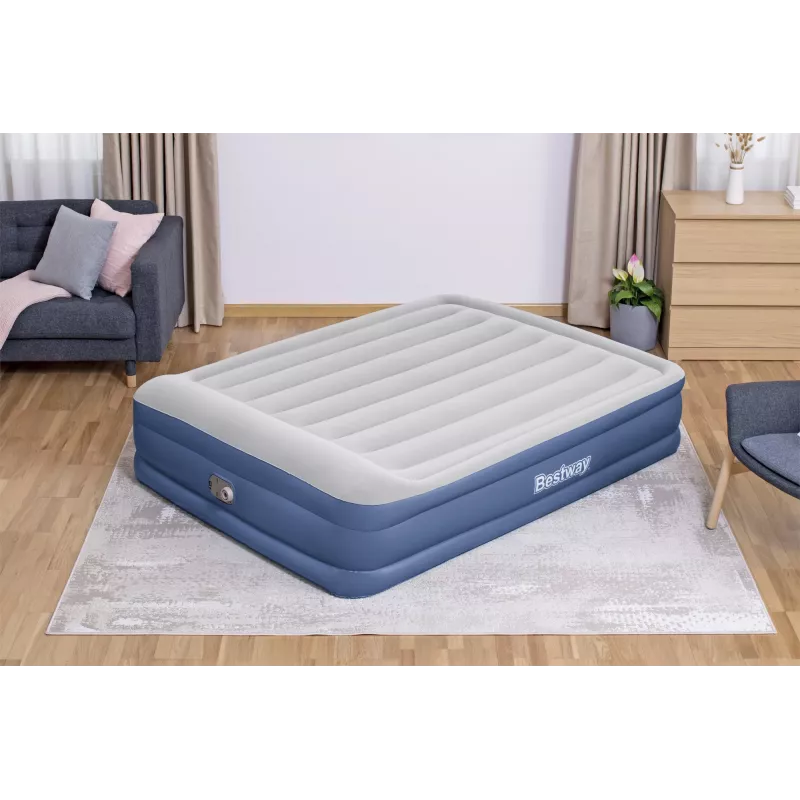 Bestway Tritech pripučiamas čiužinys Queen su įmontuotu kintamosios srovės siurbliu ir antimikrobine danga 2,03 m x 1,52 m x 46 cm