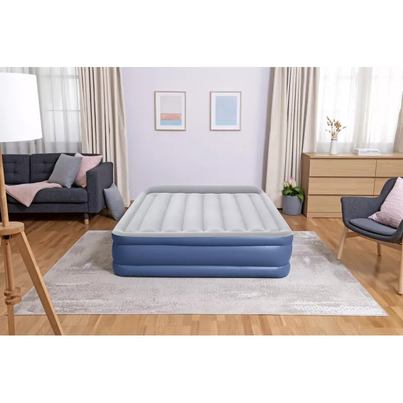 Bestway Tritech pripučiamas čiužinys Queen su įmontuotu kintamosios srovės siurbliu ir antimikrobine danga 2,03 m x 1,52 m x 46 cm