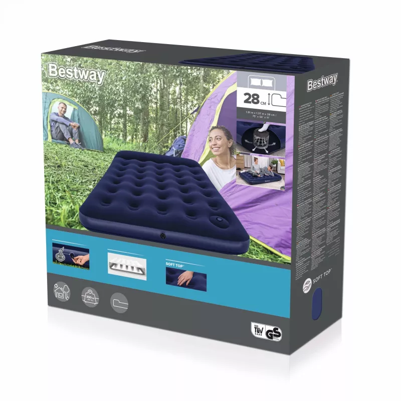 Bestway pripučiamas čiužinys Full su įmontuotu kojiniu pompa 1,91 m x 1,37 m x 28 cm