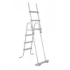 Bestway Flip & Lock antžeminio baseino kopėčios 1,07 m, kopėčios, pilkos, metalinės, 150 kg, 3 pakopos, 107 cm