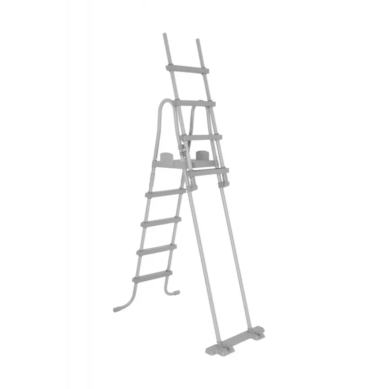 Bestway Flip & Lock antžeminio baseino kopėčios 1,32 m, kopėčios, pilkos, metalas, plastikas, 150 kg, 4 pakopos, EN16582