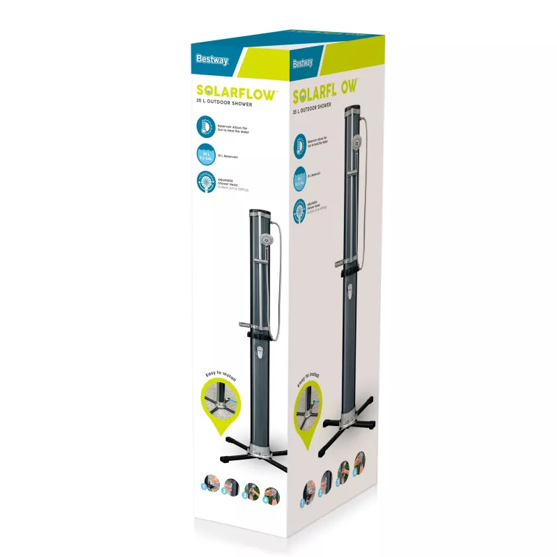 Bestway SolarFlow 35 L lauko dušas, pastatomas, juodas, 35 L, EN1112, 620 mm, 620 mm