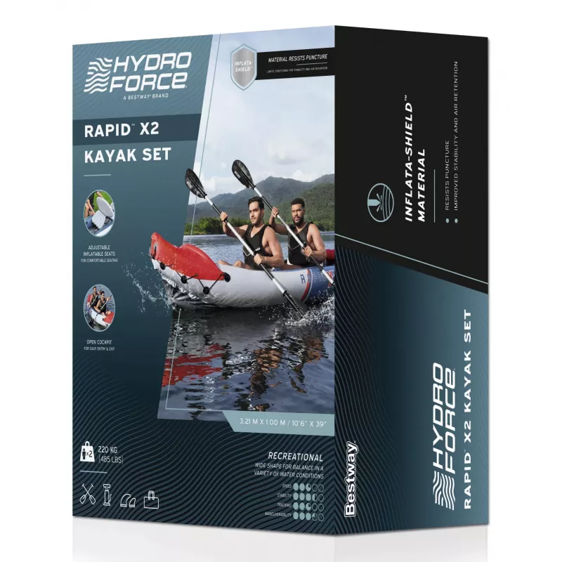 Bestway Hydro Force Rapid X2 pripučiamas 2 asmenų baidarių rinkinys 3,21 m