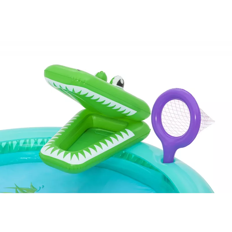 Bestway Crocodile Cove pripučiamas vandens žaidimų centras vaikams ir baseinas 2,24 m x 1,81 m x 72 cm