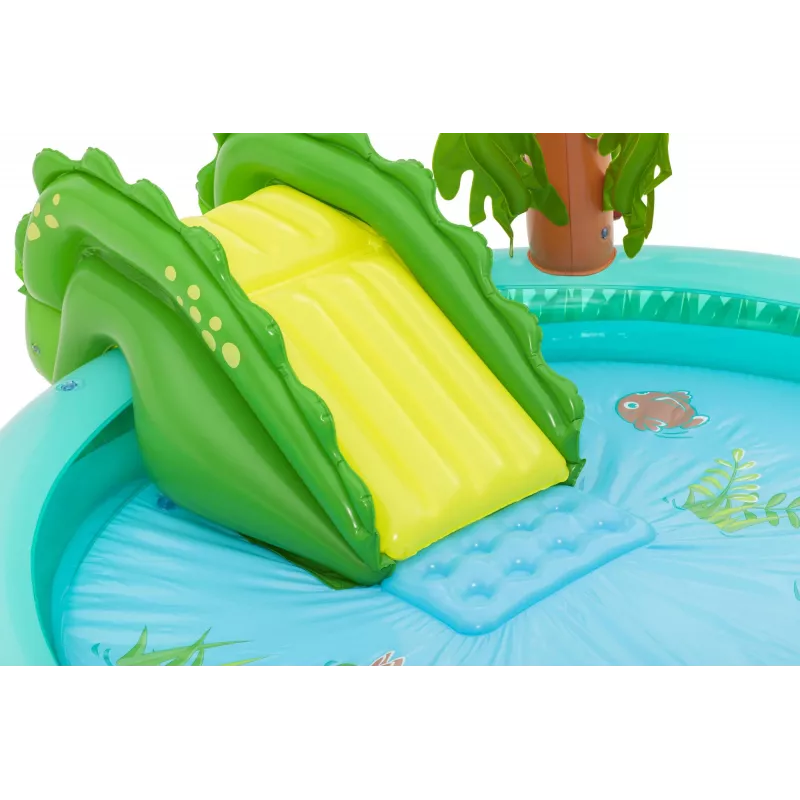 Bestway Crocodile Cove pripučiamas vandens žaidimų centras vaikams ir baseinas 2,24 m x 1,81 m x 72 cm