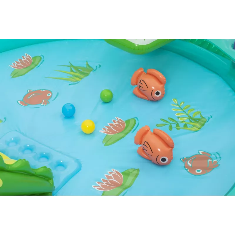 Bestway Crocodile Cove pripučiamas vandens žaidimų centras vaikams ir baseinas 2,24 m x 1,81 m x 72 cm